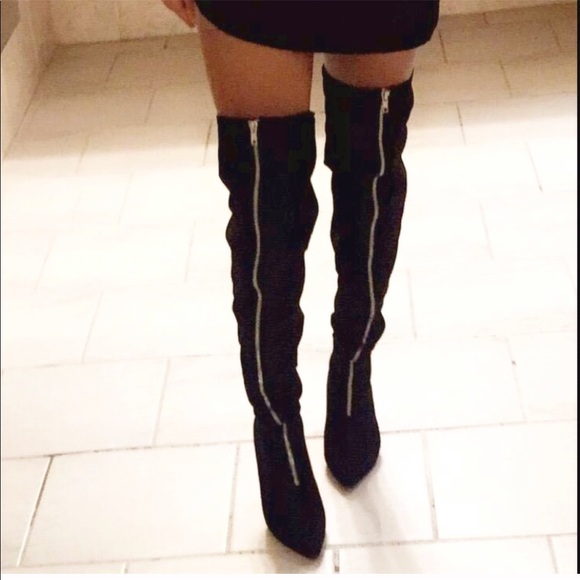 Zipper Over The Knee Stiletto Heel Slouch Boots - Picture 3 of 8